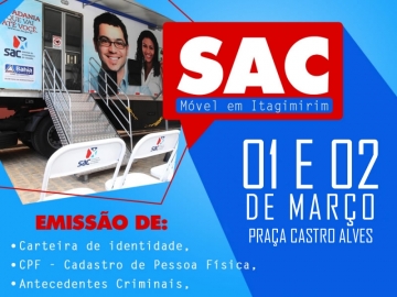 SAC Móvel realiza atendimentos em Itagimirim nesta quinta e sexta-feira